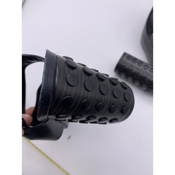 All Saints Leather East Heel Sandals Block Heel Shoes Strap Navy 41 Women’s 11 - Picture 12 of 15